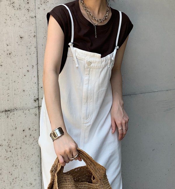  「裾フリンジデニムジャンスカ」|ワンピース|