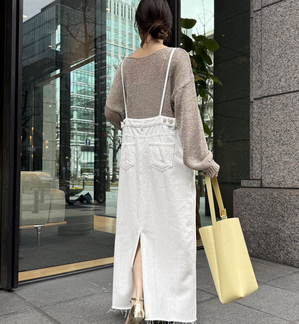  「裾フリンジデニムジャンスカ」|ワンピース|