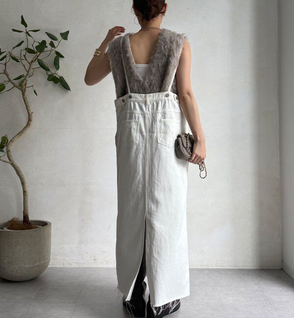  「裾フリンジデニムジャンスカ」|ワンピース|