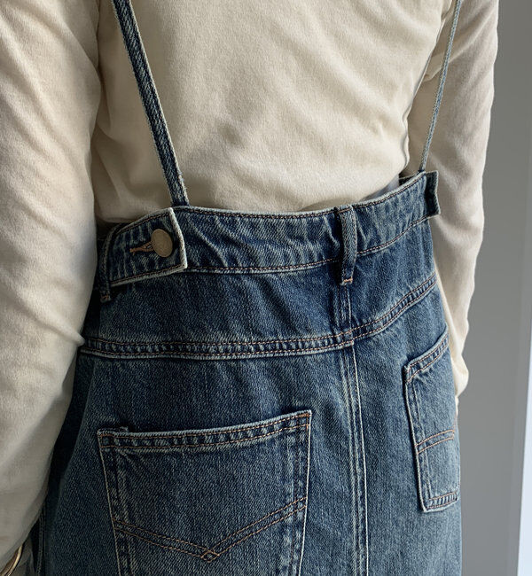  「裾フリンジデニムジャンスカ」|ワンピース|