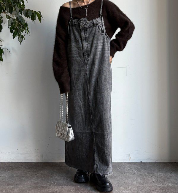  「裾フリンジデニムジャンスカ」|ワンピース|