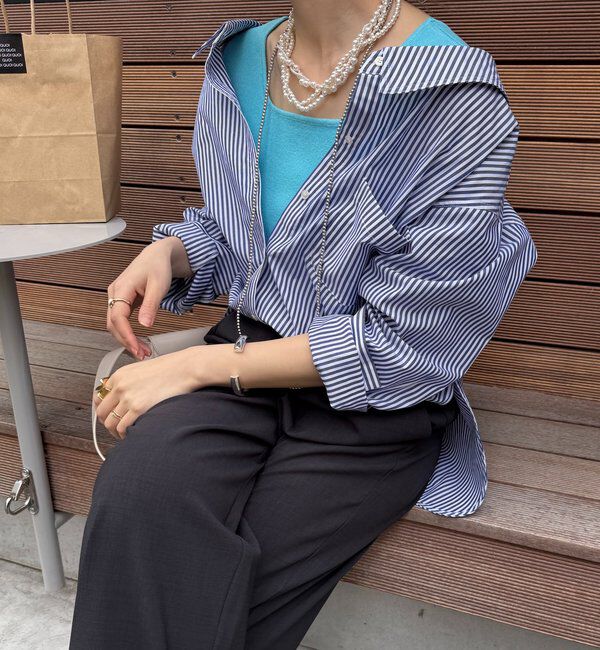  「オフショルブラウス」|シャツ・ブラウス|ブルー