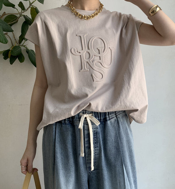  「エンボスバックジップTEE」|Tシャツ・カットソー|ベージュ