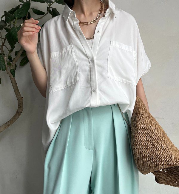  「【WEB限定】リヨセル&times;ジョーゼット切替シャツ」|シャツ・ブラウス|