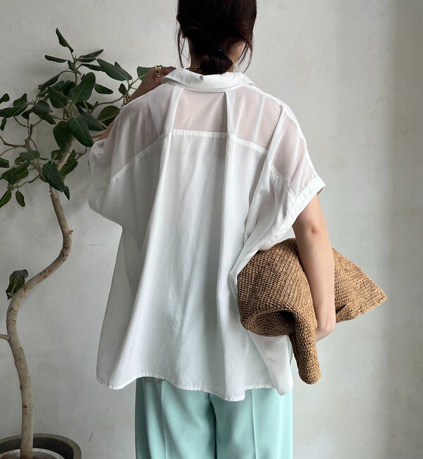  「【WEB限定】リヨセル&times;ジョーゼット切替シャツ」|シャツ・ブラウス|