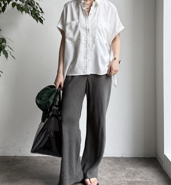  「【WEB限定】リヨセル&times;ジョーゼット切替シャツ」|シャツ・ブラウス|