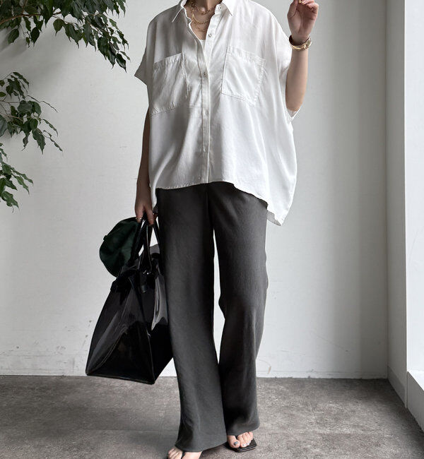  「【WEB限定】リヨセル&times;ジョーゼット切替シャツ」|シャツ・ブラウス|