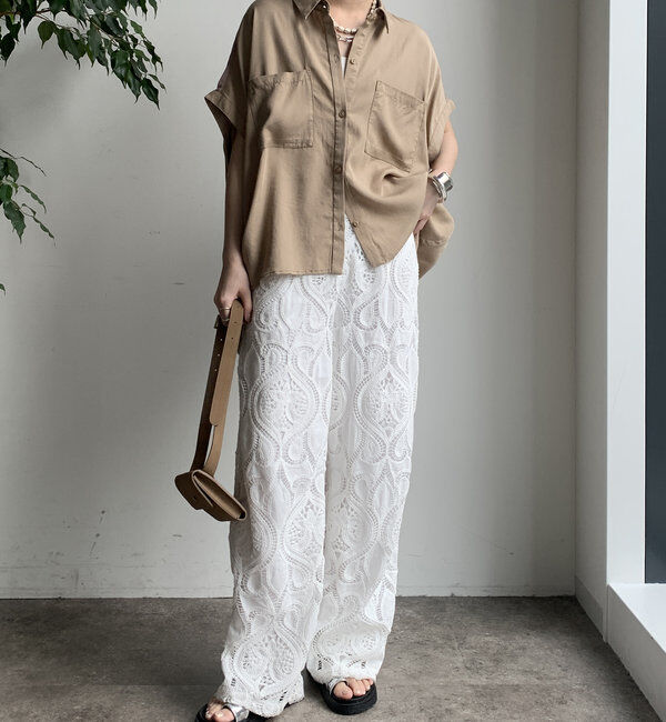  「【WEB限定】リヨセル&times;ジョーゼット切替シャツ」|シャツ・ブラウス|