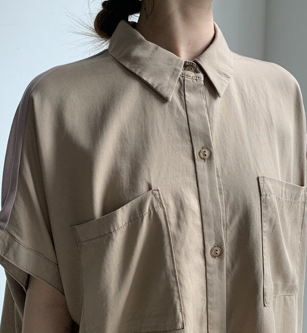  「【WEB限定】リヨセル&times;ジョーゼット切替シャツ」|シャツ・ブラウス|