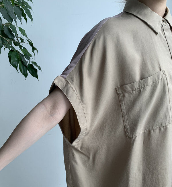  「【WEB限定】リヨセル&times;ジョーゼット切替シャツ」|シャツ・ブラウス|