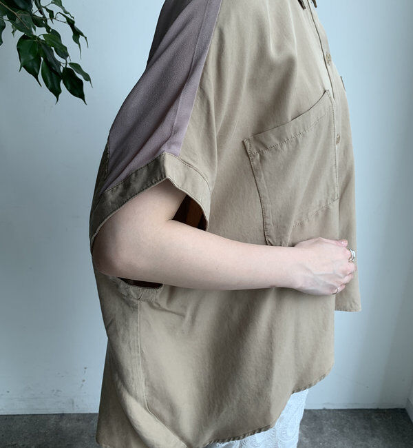  「【WEB限定】リヨセル&times;ジョーゼット切替シャツ」|シャツ・ブラウス|