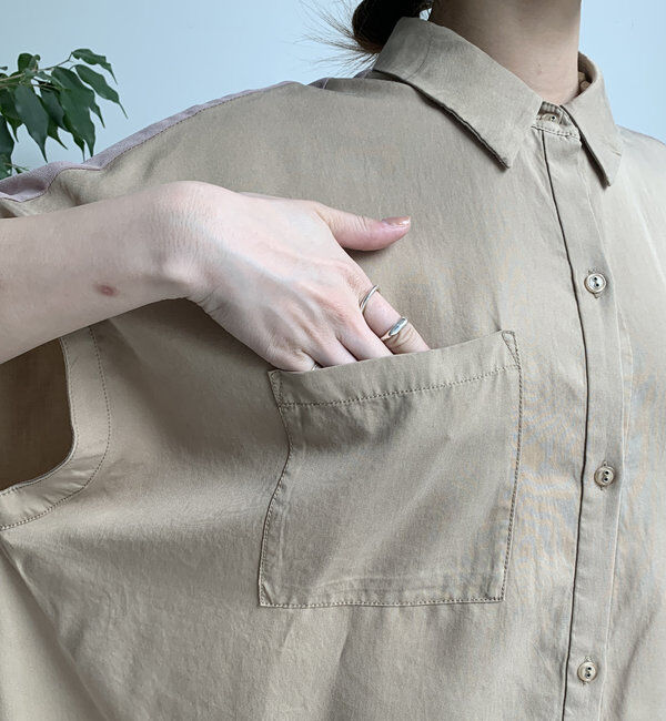  「【WEB限定】リヨセル&times;ジョーゼット切替シャツ」|シャツ・ブラウス|