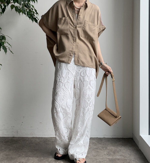  「【WEB限定】リヨセル&times;ジョーゼット切替シャツ」|シャツ・ブラウス|