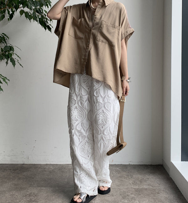  「【WEB限定】リヨセル&times;ジョーゼット切替シャツ」|シャツ・ブラウス|