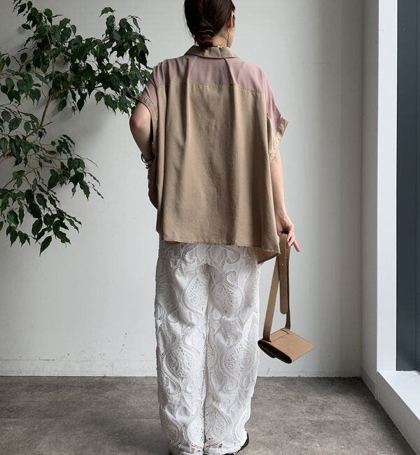  「【WEB限定】リヨセル&times;ジョーゼット切替シャツ」|シャツ・ブラウス|