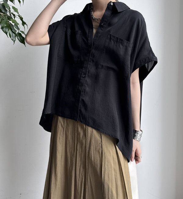  「【WEB限定】リヨセル&times;ジョーゼット切替シャツ」|シャツ・ブラウス|