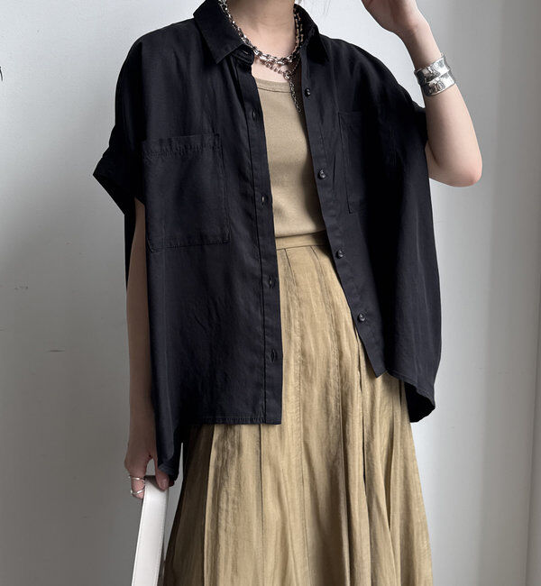  「【WEB限定】リヨセル&times;ジョーゼット切替シャツ」|シャツ・ブラウス|