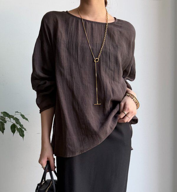  「シアーリネンプルオーバー」|シャツ・ブラウス|ダークブラウン