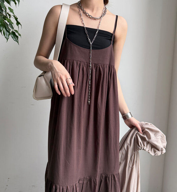  「ティアードキャミワンピース」|ワンピース|ブラウン