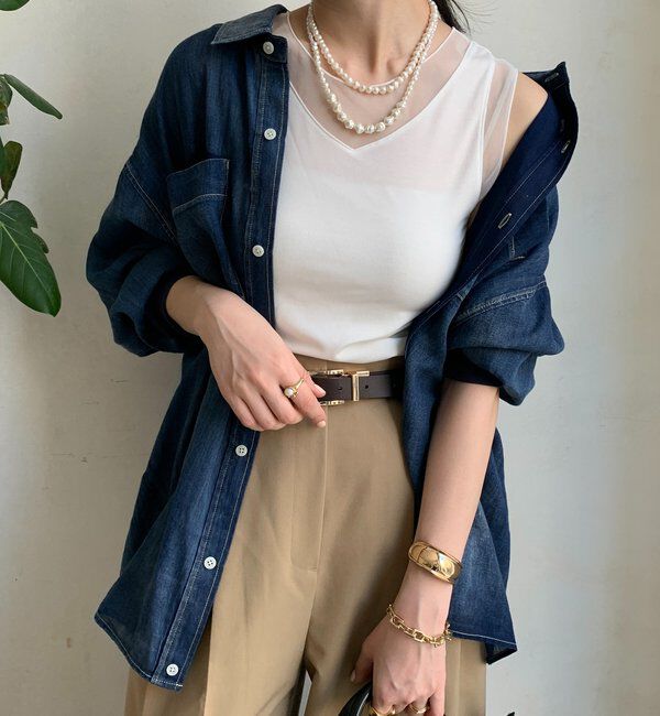  「【WEB限定】シアー切替前後2WAYタンク」|Tシャツ・カットソー|アイボリー