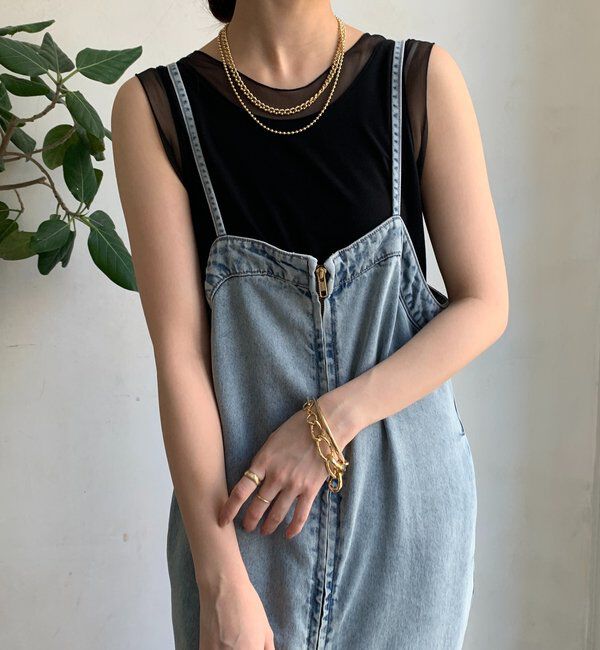  「【WEB限定】シアー切替前後2WAYタンク」|Tシャツ・カットソー|ブラック