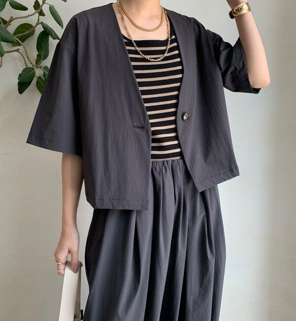  「【WEB限定】接触冷感5分袖ジャケット」|テーラードジャケット|