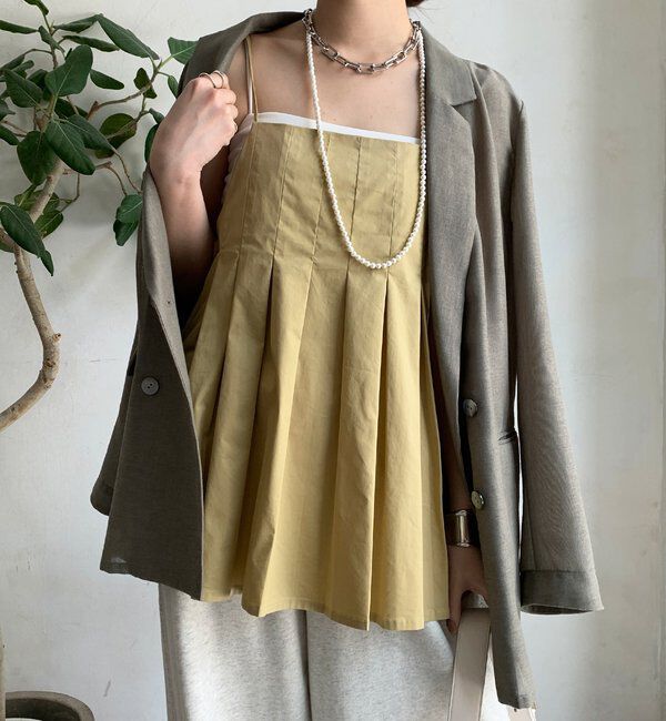  「プリーツチュニックキャミ」|シャツ・ブラウス|ベージュ