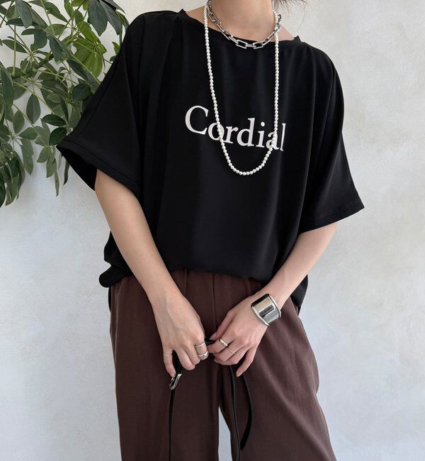  「ドルマンジョーゼットロゴTEE」|Tシャツ・カットソー|ブラック