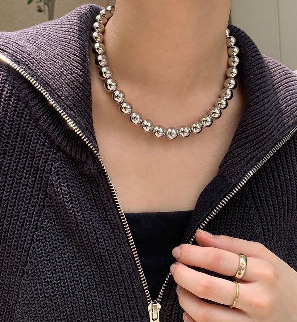  「シルバーボールマグネットネックレス」|ネックレス|