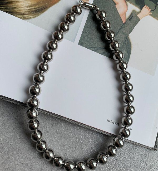  「シルバーボールマグネットネックレス」|ネックレス|