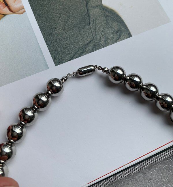  「シルバーボールマグネットネックレス」|ネックレス|