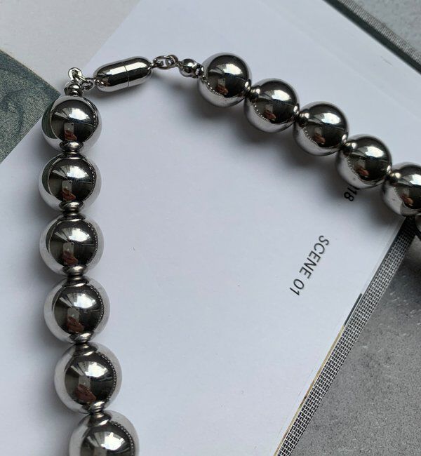  「シルバーボールマグネットネックレス」|ネックレス|