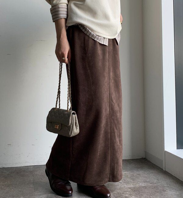  「スウェードダンボールIラインスカート」|スカート|ブラウン