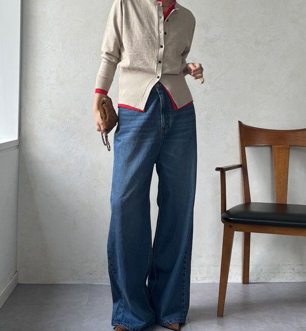  「【WEB限定】 ニットレイヤードカーディガン」|カーディガン|