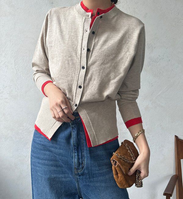  「【WEB限定】 ニットレイヤードカーディガン」|カーディガン|