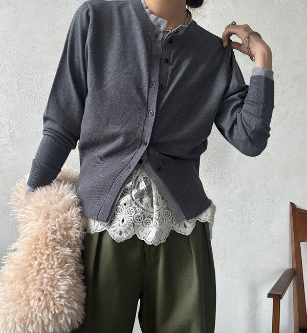  「【WEB限定】 ニットレイヤードカーディガン」|カーディガン|