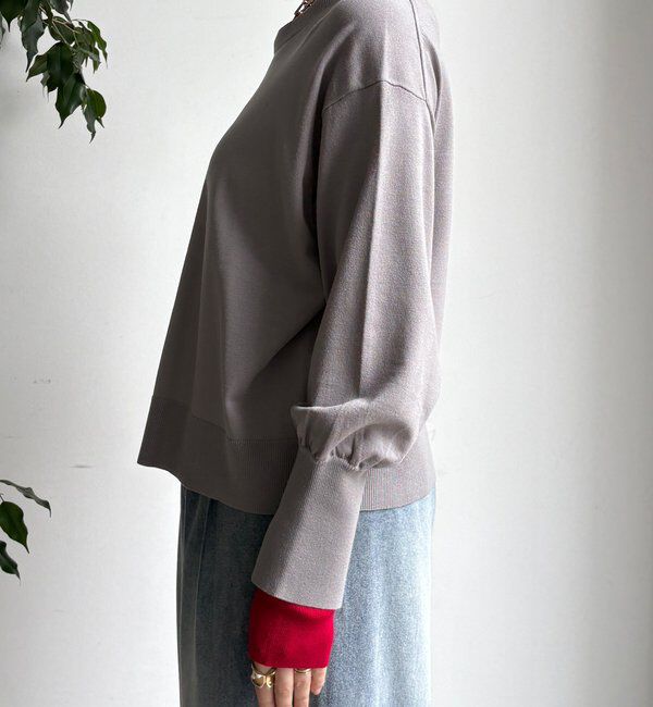  「【WEB限定】袖カラー配色ニットトップス」|ニット・セーター|