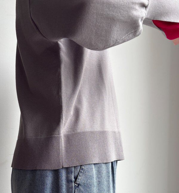  「【WEB限定】袖カラー配色ニットトップス」|ニット・セーター|