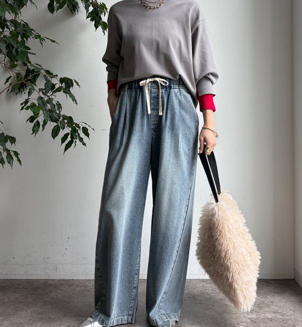  「【WEB限定】袖カラー配色ニットトップス」|ニット・セーター|