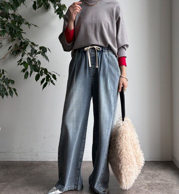  「【WEB限定】袖カラー配色ニットトップス」|ニット・セーター|