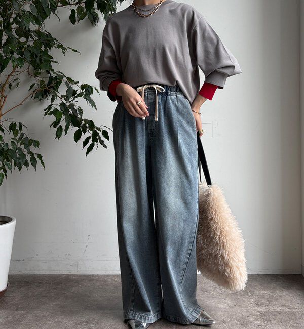  「【WEB限定】袖カラー配色ニットトップス」|ニット・セーター|