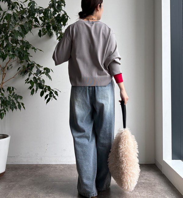  「【WEB限定】袖カラー配色ニットトップス」|ニット・セーター|