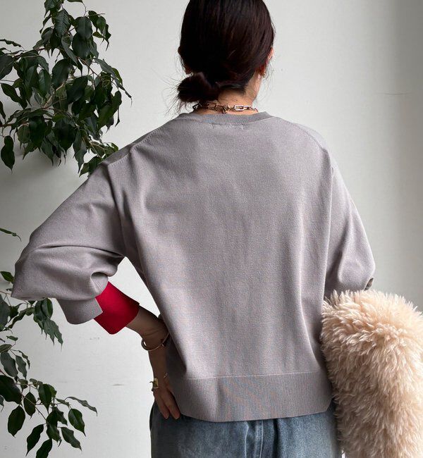  「【WEB限定】袖カラー配色ニットトップス」|ニット・セーター|