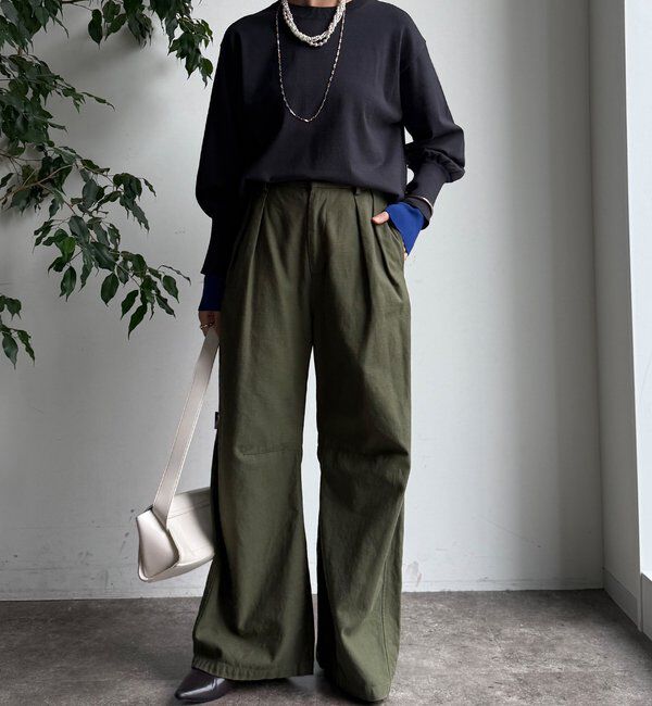  「【WEB限定】袖カラー配色ニットトップス」|ニット・セーター|