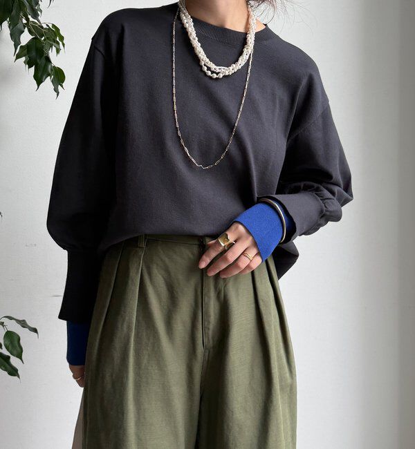  「【WEB限定】袖カラー配色ニットトップス」|ニット・セーター|