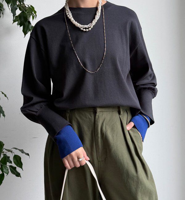  「【WEB限定】袖カラー配色ニットトップス」|ニット・セーター|