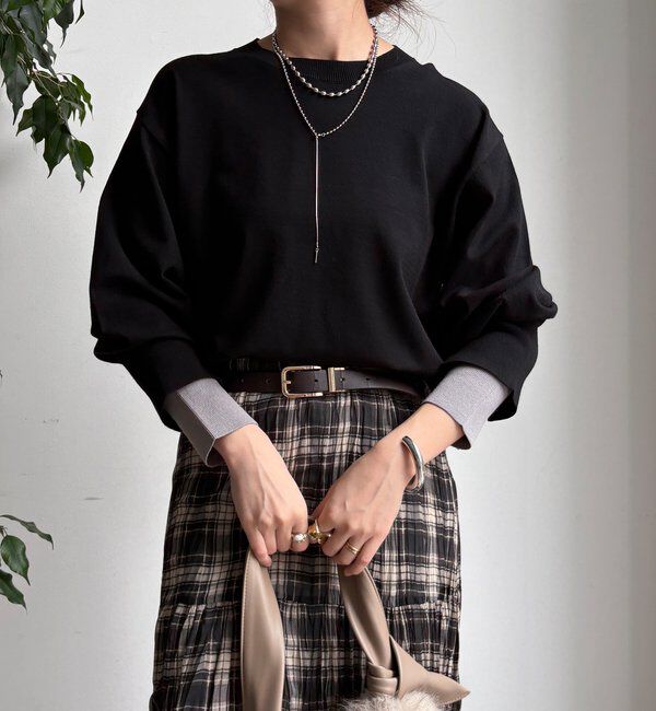  「【WEB限定】袖カラー配色ニットトップス」|ニット・セーター|