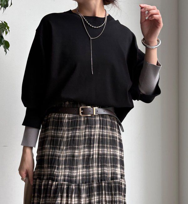  「【WEB限定】袖カラー配色ニットトップス」|ニット・セーター|