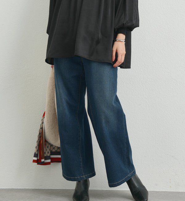  「《美シルエットが叶う・3サイズ》リラックスセミワイドデニム」|デニム|ネイビー