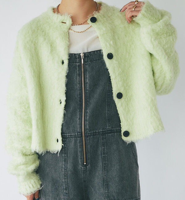  「シャギー起毛ショートカーディガン」|ニット・セーター|